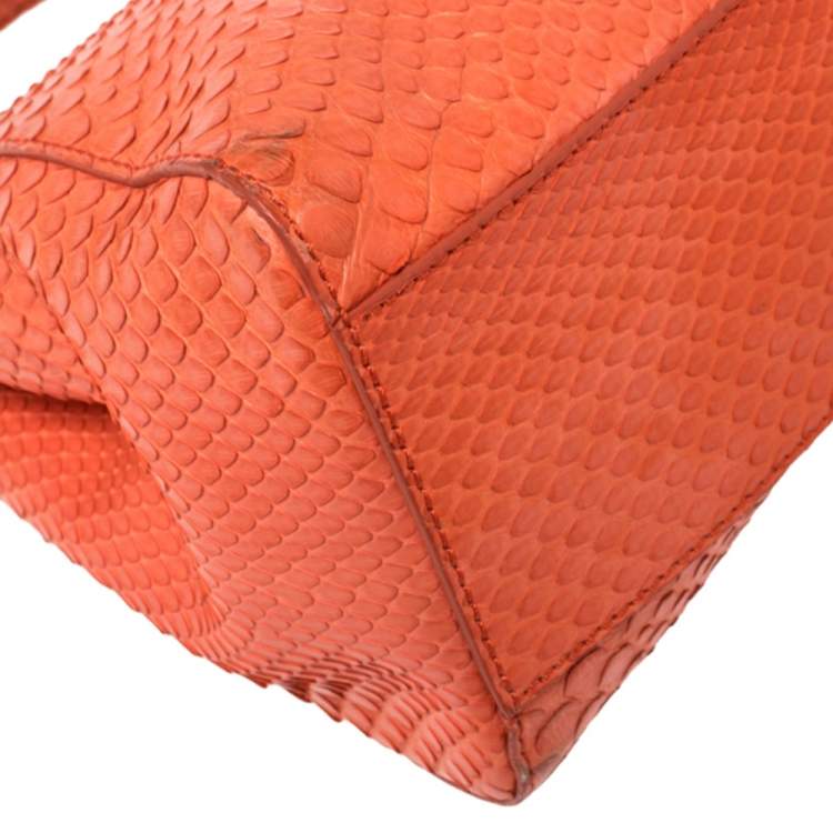 Pre Owned Fendi Coral Python Mini Peekaboo Top Handle Bag