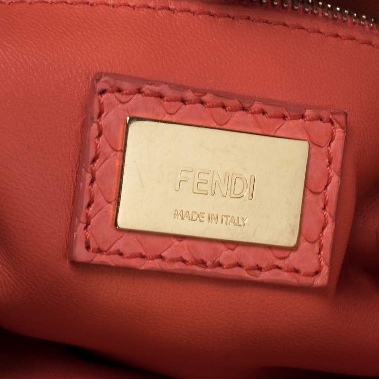 Pre Owned Fendi Coral Python Mini Peekaboo Top Handle Bag