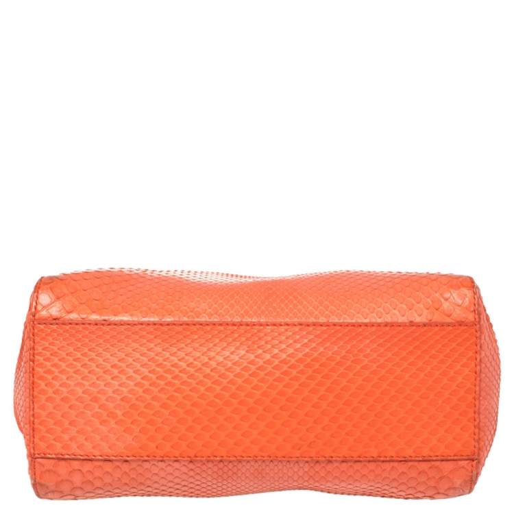 Pre Owned Fendi Coral Python Mini Peekaboo Top Handle Bag