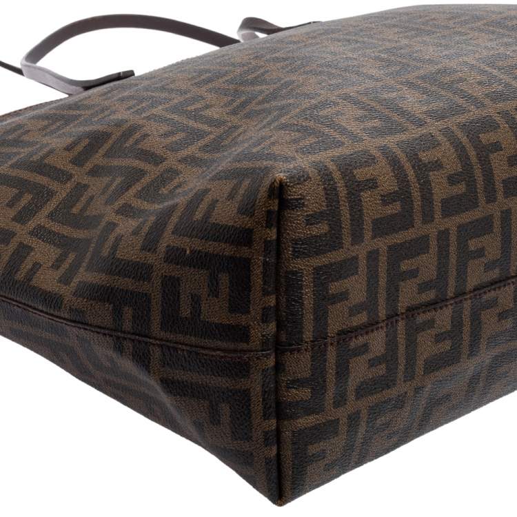 مملوكة مسبقًا Fendi Tobacco Zucca Coated Canvas Spalmati Roll Shopper Tote