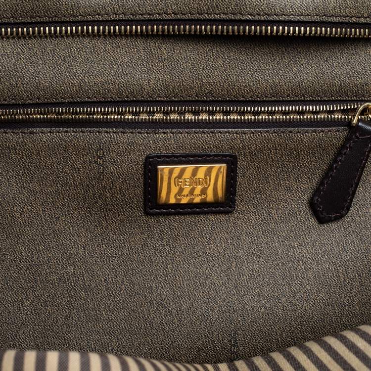 مملوكة مسبقًا Fendi Tobacco Zucca Coated Canvas Spalmati Roll Shopper Tote