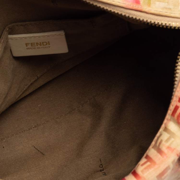Pre Owned Fendi Multicolor Zucchino Coated Canvas And Patent Leather Forever Bauletto Boston Bag