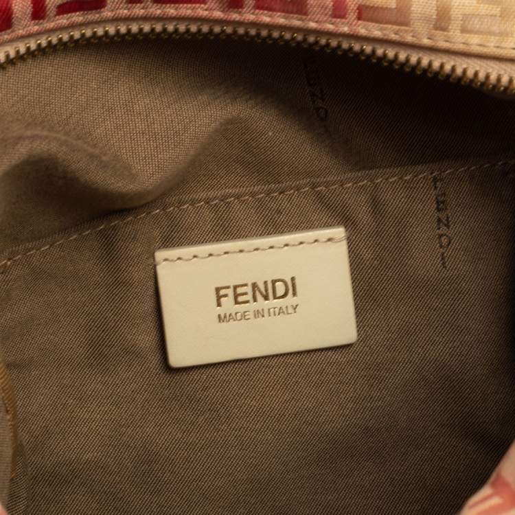 Pre Owned Fendi Multicolor Zucchino Coated Canvas And Patent Leather Forever Bauletto Boston Bag