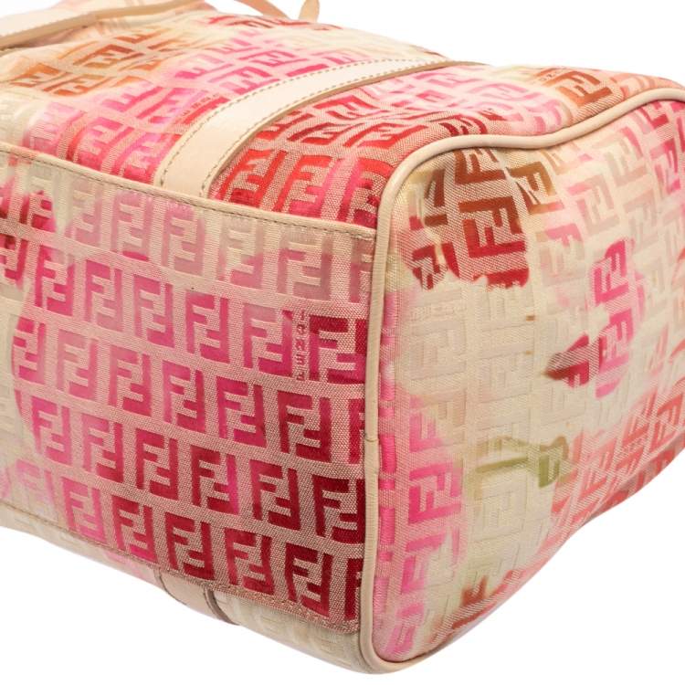 Pre Owned Fendi Multicolor Zucchino Coated Canvas And Patent Leather Forever Bauletto Boston Bag