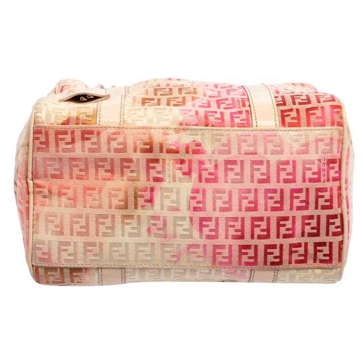 Pre Owned Fendi Multicolor Zucchino Coated Canvas And Patent Leather Forever Bauletto Boston Bag