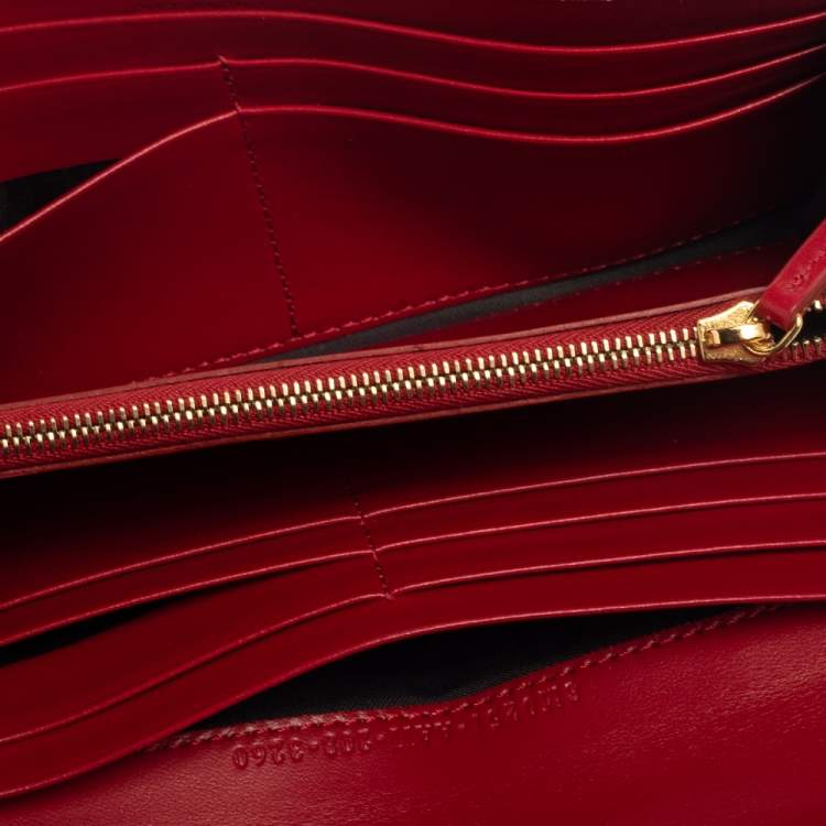 Pre Owned Fendi Red/Brown Zucca Leather F is Fendi Continental Wallet