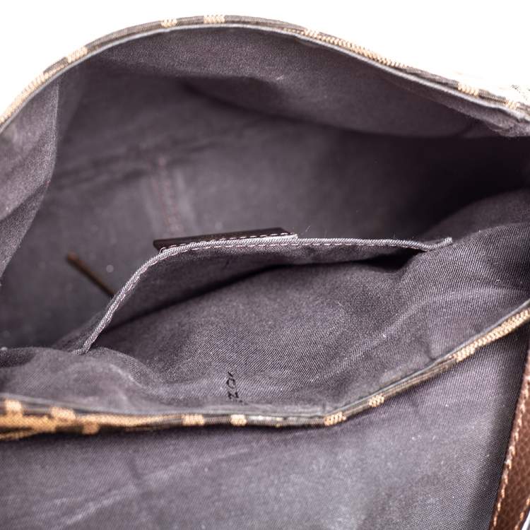 Pre Owned Fendi Tobacco Zucca Canvas Flap Crossbody Bag