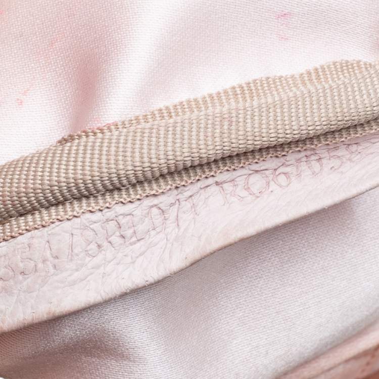 Pre Owned Fendi Beige/Pink Zucchino Shimmer Canvas Mini Forever Bauletto Bag