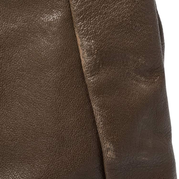 Pre Owned Fendi Brown Leather Large Peekaboo Top Handle Bag