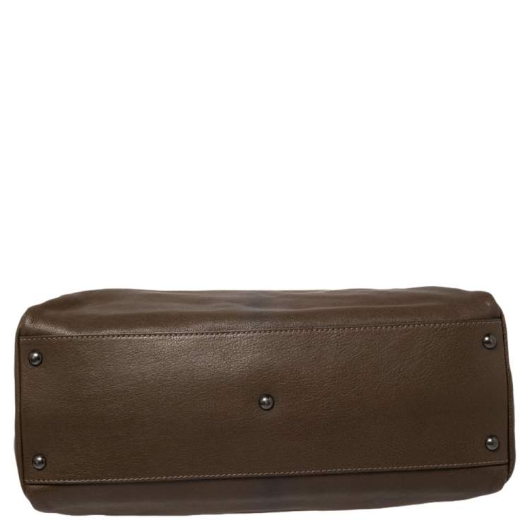 Pre Owned Fendi Brown Leather Large Peekaboo Top Handle Bag