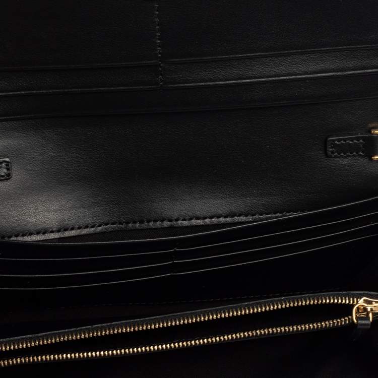 Pre Owned Fendi Black Leather Studded Wallet On Chain