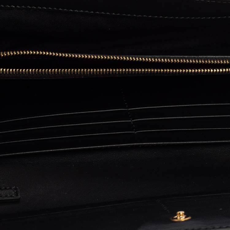 Pre Owned Fendi Black Leather Studded Wallet On Chain