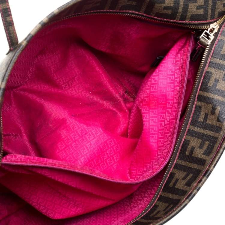 Pre Owned Fendi Tobacco Zucca Coated Canvas Spalmati Roll Shopper Tote