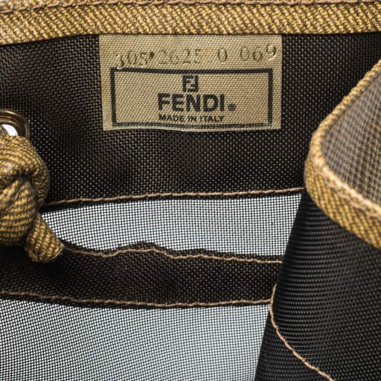 Pre Owned Fendi Black/Mustard Mesh and Coated Canvas FF Logo Tote