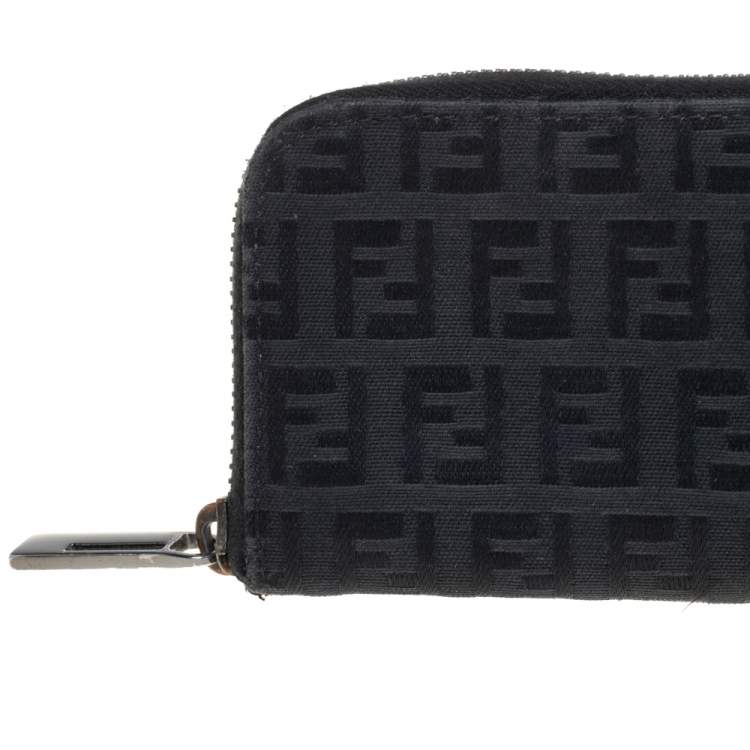 Pre Owned Fendi Black Zuchino Canvas Coin Purse