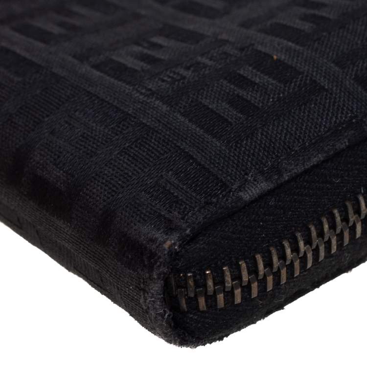 Pre Owned Fendi Black Zuchino Canvas Coin Purse