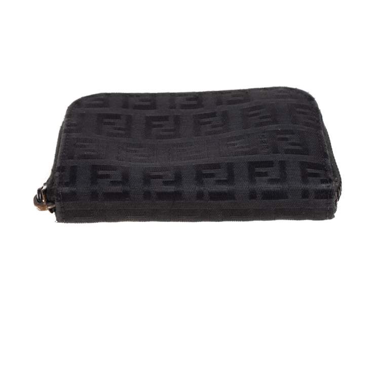 Pre Owned Fendi Black Zuchino Canvas Coin Purse