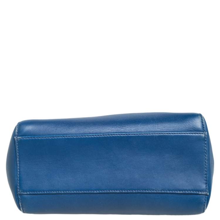 Pre Owned Fendi Blue/Pink Leather Mini Peekaboo Top Handle Bag