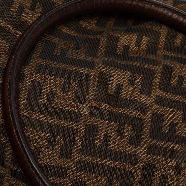 Pre Owned Fendi Tobacco Zucca Canvas and Leather Medium Chef De Jour Bag