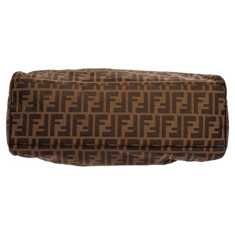 Pre Owned Fendi Tobacco Zucca Canvas and Leather Medium Chef De Jour Bag