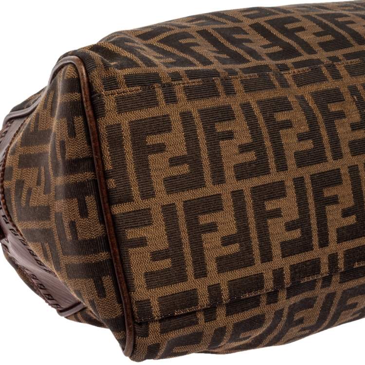 Pre Owned Fendi Tobacco Zucca Canvas and Leather Medium Chef De Jour Bag
