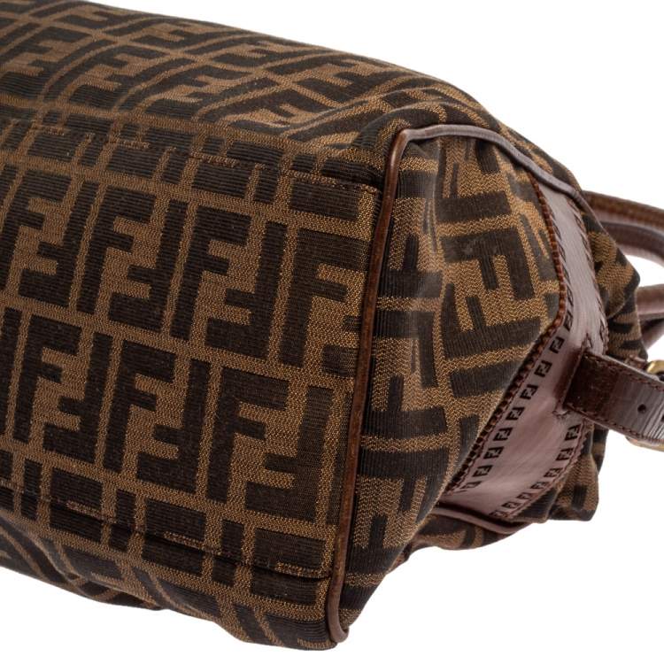 Pre Owned Fendi Tobacco Zucca Canvas and Leather Medium Chef De Jour Bag