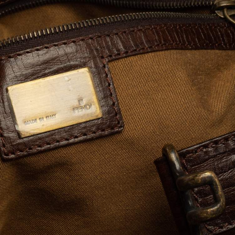 Pre Owned Fendi Tobacco Zucca Canvas and Leather Medium Chef De Jour Bag