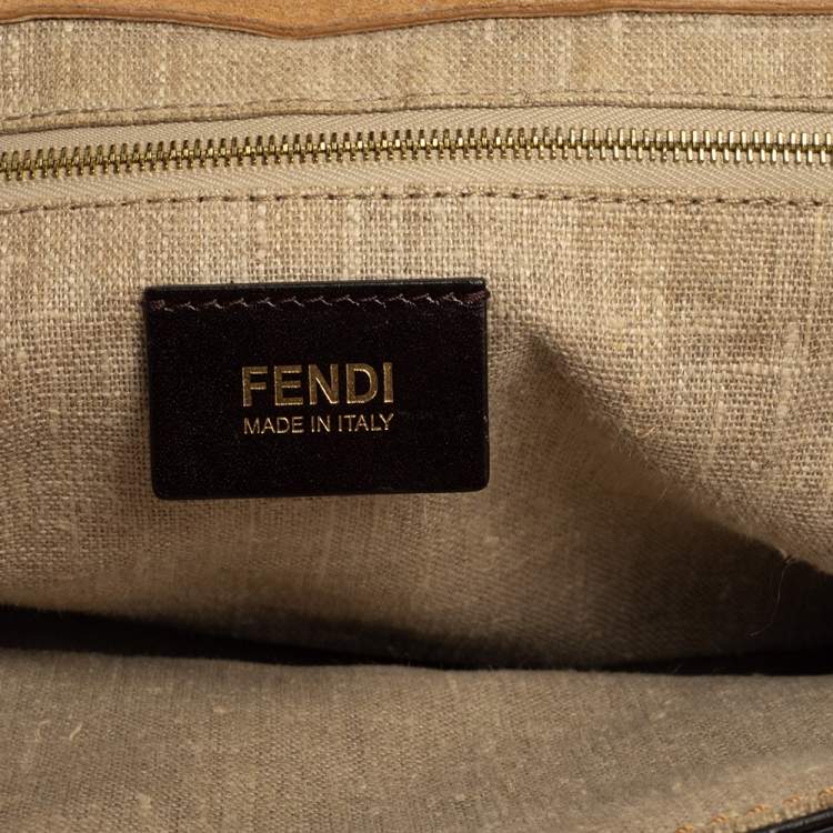 Pre Owned Fendi Beige/Brown Leather Silvana Top Handle Bag
