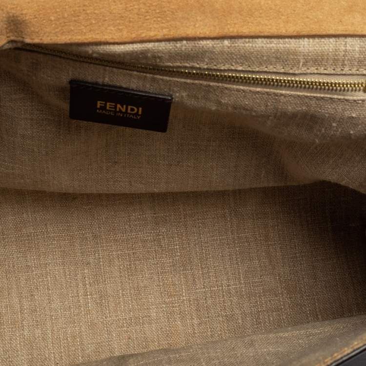 Pre Owned Fendi Beige/Brown Leather Silvana Top Handle Bag