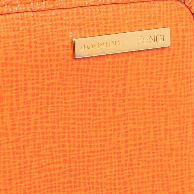 Pre Owned Fendi Orange Leather Flap Continental Wallet