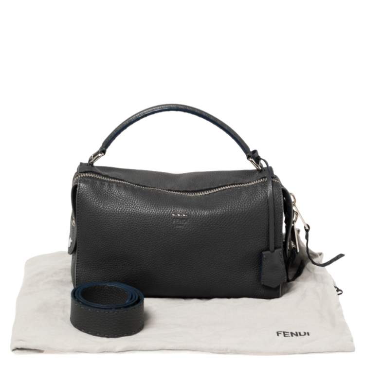 Pre Owned Fendi Grey Leather Selleria Leather Lei Boston Bag