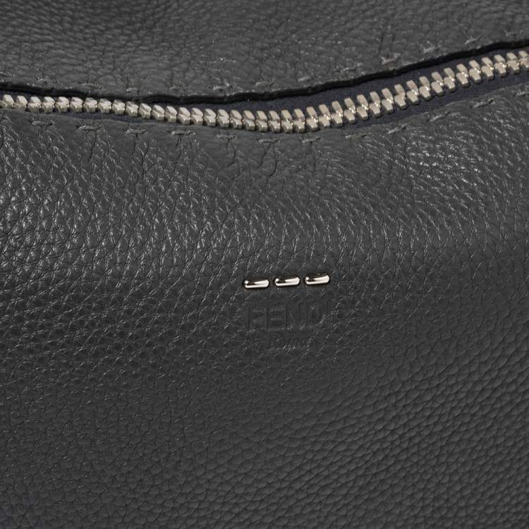 Pre Owned Fendi Grey Leather Selleria Leather Lei Boston Bag