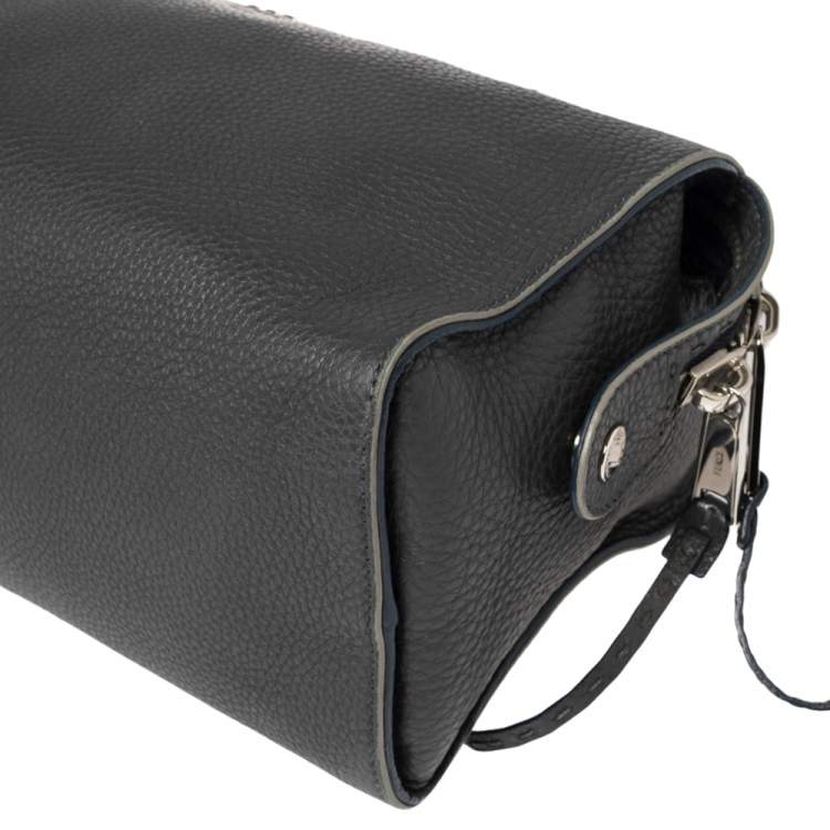 Pre Owned Fendi Grey Leather Selleria Leather Lei Boston Bag