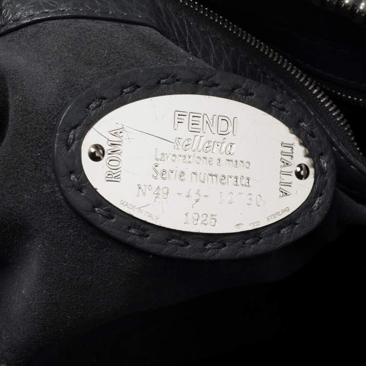 Pre Owned Fendi Grey Leather Selleria Leather Lei Boston Bag