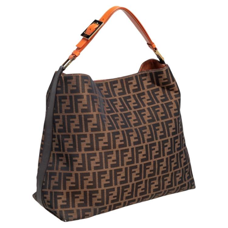 Pre Owned Fendi Tobacco Zucca Canvas and Leather Large Hobo