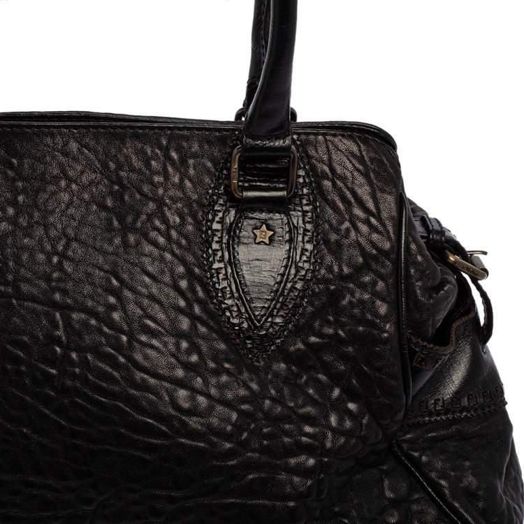 Pre Owned Fendi Black Textured Leather Medium Chef De Jour Bag