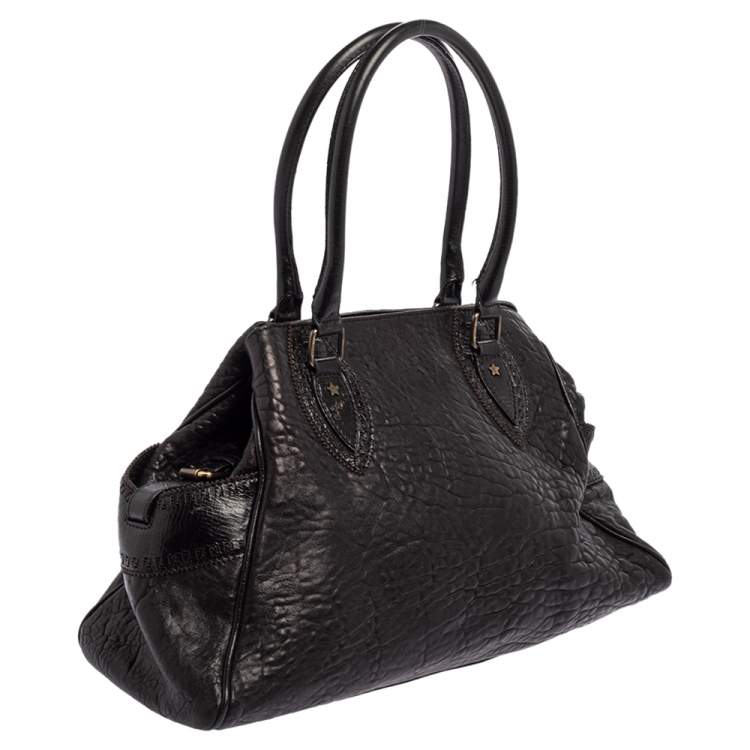 Pre Owned Fendi Black Textured Leather Medium Chef De Jour Bag