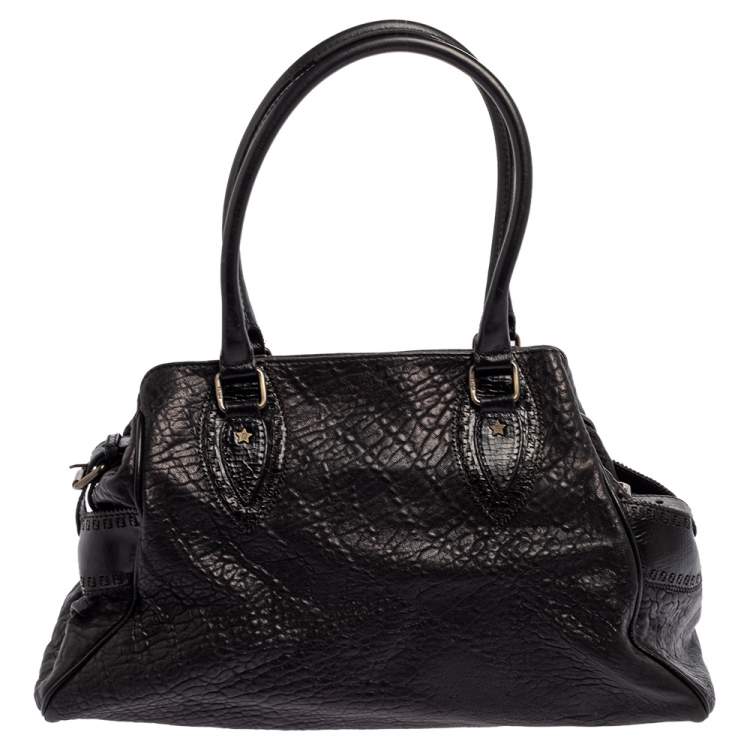 Pre Owned Fendi Black Textured Leather Medium Chef De Jour Bag