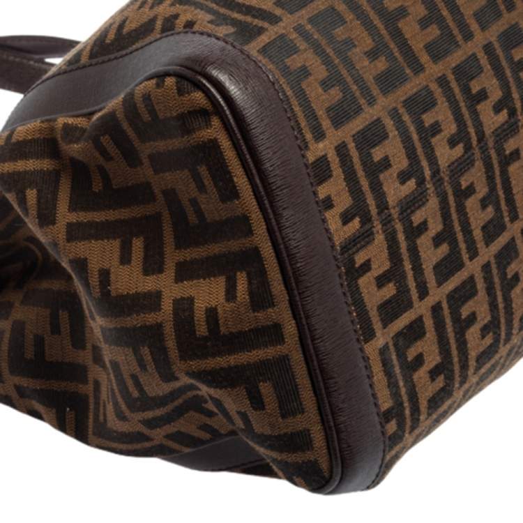 Pre Owned Fendi Tobacco Zucca Canvas and Leather Chef Tote