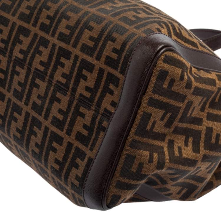 Pre Owned Fendi Tobacco Zucca Canvas and Leather Chef Tote