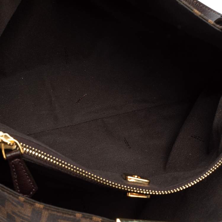 Pre Owned Fendi Tobacco Zucca Canvas and Leather Chef Tote
