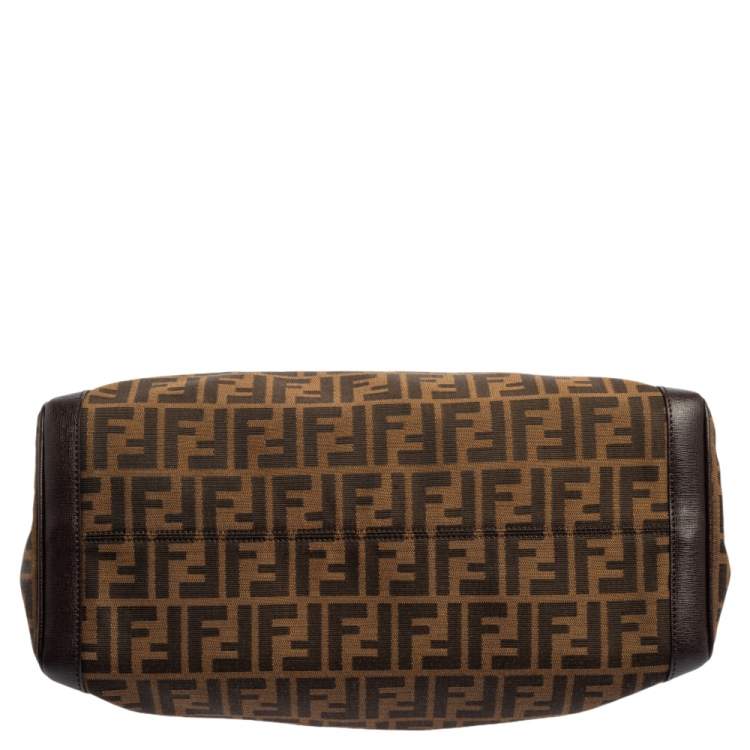 Pre Owned Fendi Tobacco Zucca Canvas and Leather Chef Tote
