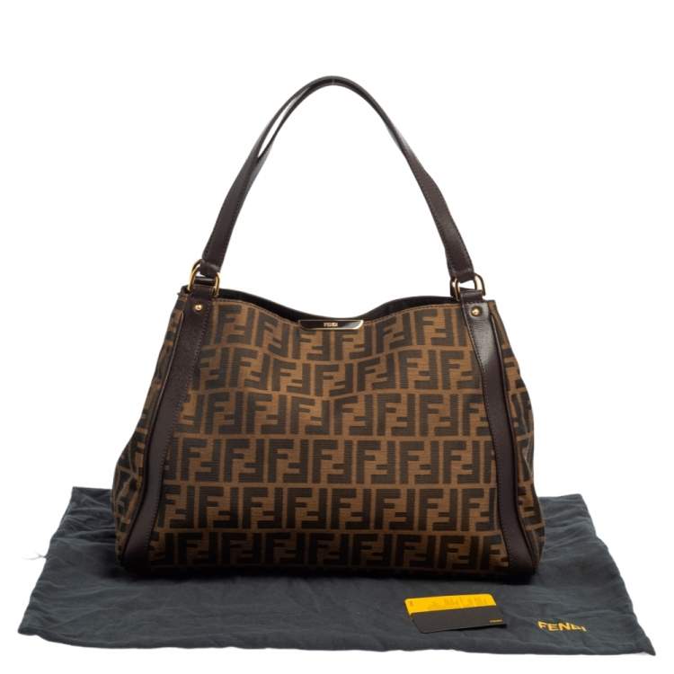 Pre Owned Fendi Tobacco Zucca Canvas and Leather Chef Tote