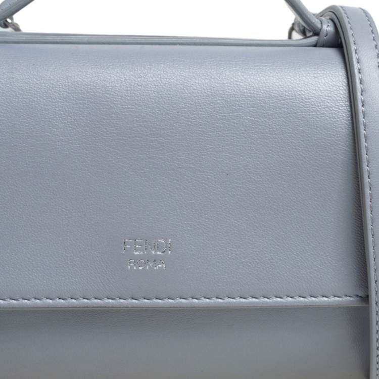 Pre Owned Fendi Grey Quilted Leather Micro Double Baguette Bag