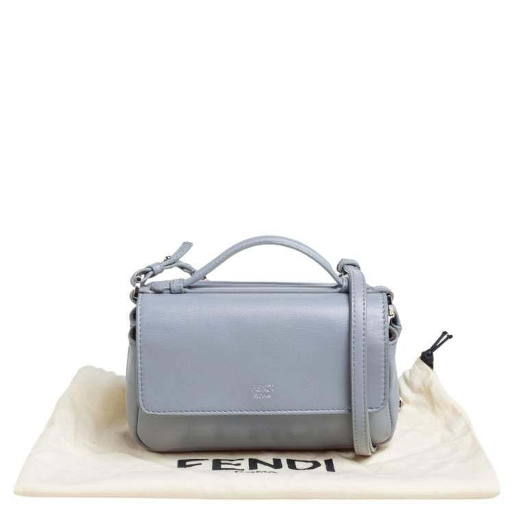 Pre Owned Fendi Grey Quilted Leather Micro Double Baguette Bag