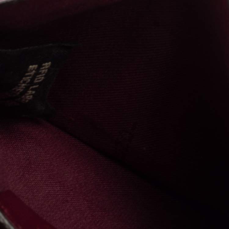 Pre Owned Fendi Burgundy Leather F Logo Card Holder