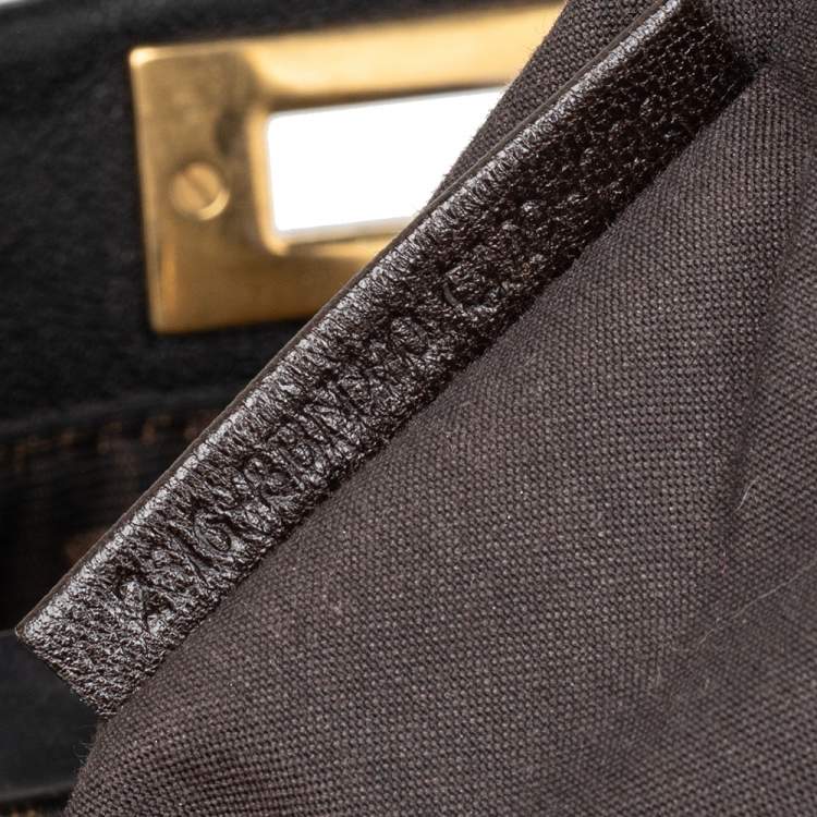 Pre Owned Fendi Black Leather Peekaboo Top Handle Bag