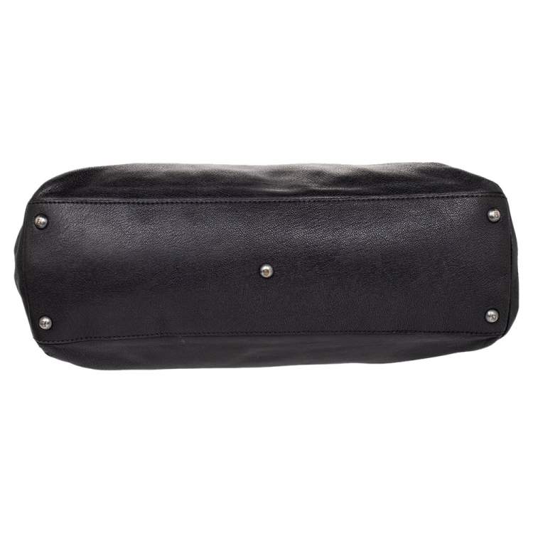 Pre Owned Fendi Black Leather Peekaboo Top Handle Bag
