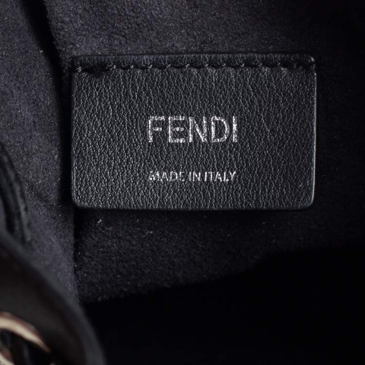 Pre Owned Fendi Black/Brown Zucca Velvet and Leather Mini Mon Tresor Drawstring Bucket Bag