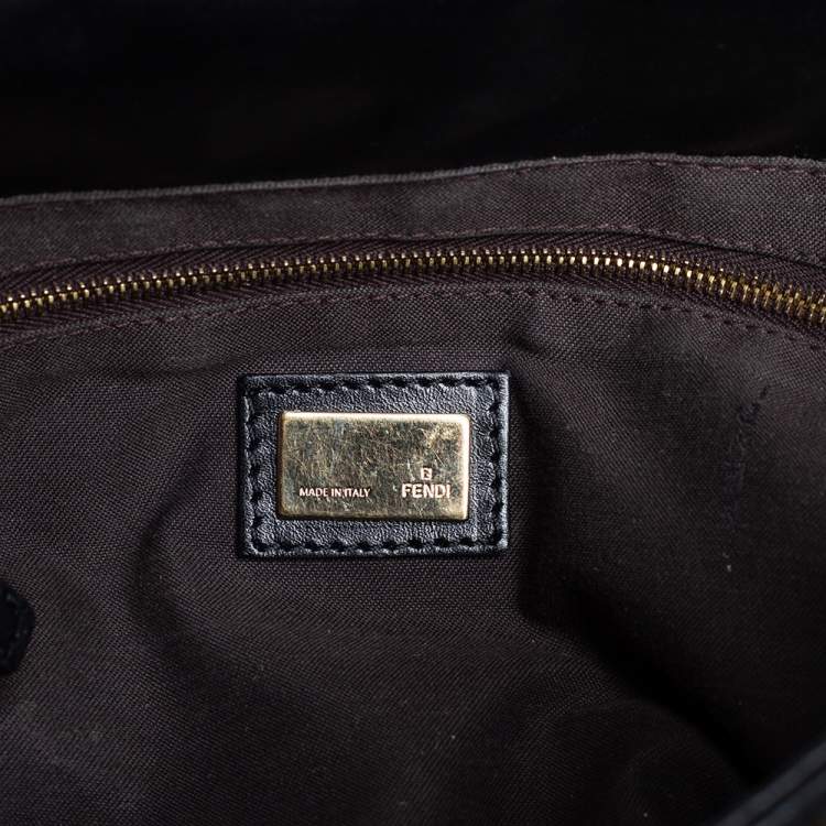 Pre Owned Fendi Tobacco Quilted Zucca Canvas and Leather Maxi Baguette Flap Shoulder Bag